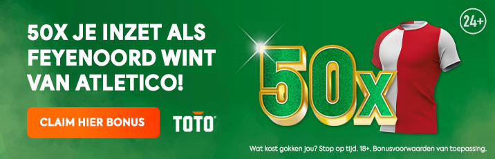 Toto Boost 50X bij winst Feyenoord!